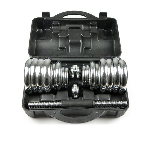 Набор гантелей хромированных AMETIST в чемодане 30 кг